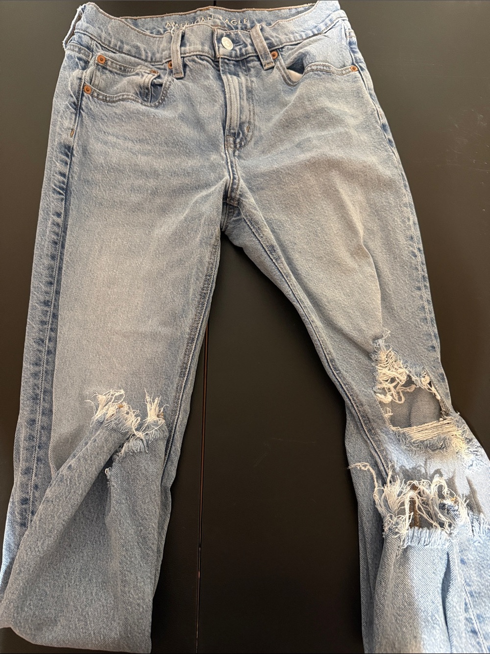 American Eagle Outfitters Light Blue Distressed Straight Leg Jeans